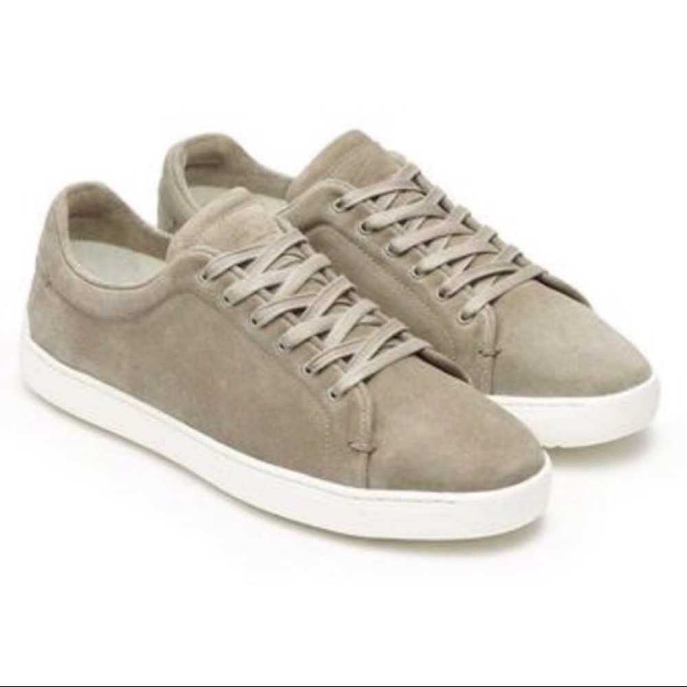 Rag & Bone Sneakers Kent Suede Low Top Grey Taupe Tan Sleek Lace Up Women's 9